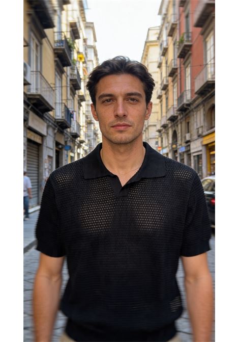 Polo in maglia traforata Tagliatore nera in cotone TAGLIATORE | Polo | FINLAY PWE26-022111